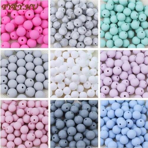 TYRY.HU Silicone Beads 100Pcs BPA Free 9/12/15/19mm Silicone Teething Round Beads For Necklace Pacifier Chain Baby Teether Beads