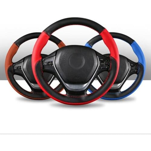 Universal 38CM Pu Leather Car Steering Wheel Cover Tecnology DIY Type for Bmw Car Wheel Cover Driver Protector