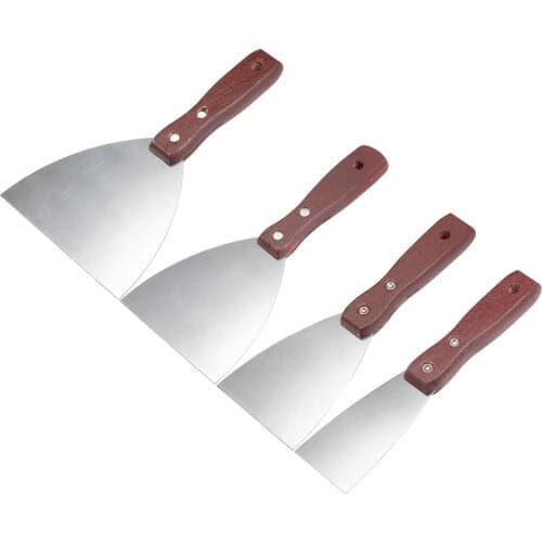 Uxcell 1Set Putty Knives Paint Scraper Stainless Steel Blade with Wood Handle Tool for Wall Floor Tile homeowner or DIY