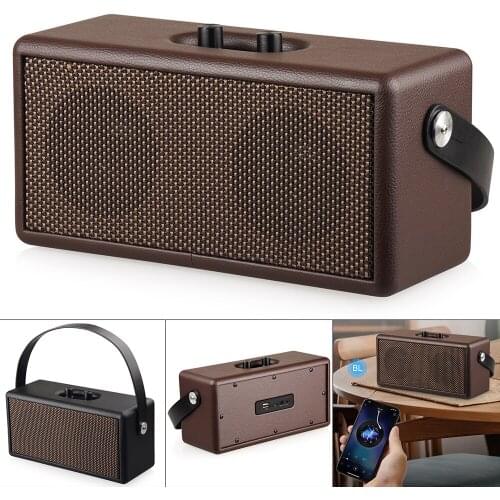 16W Vintage Home Speaker Retro Wood Design Music Stereo Sound Loudspeaker Bluetooth-compatible for Home outdoor Camping Biking