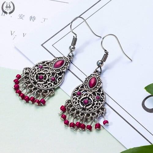 New red color chandelier acrylic long earrings for women Boho round circle hanging earrings bridal wedding jewelry free shipping