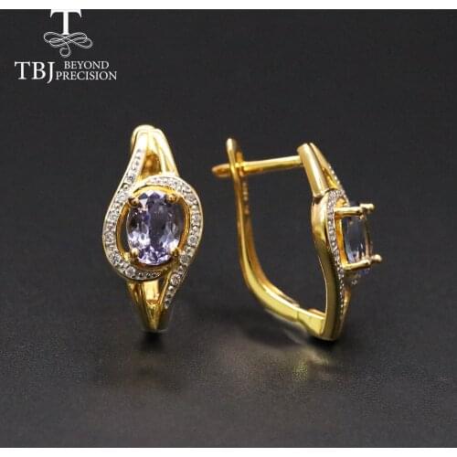 Natural Tanzanite Clasp earring oval 5*7mm 1.6ct tanzania Gemstones jewelry 925 sterling silver for girls women nice gift