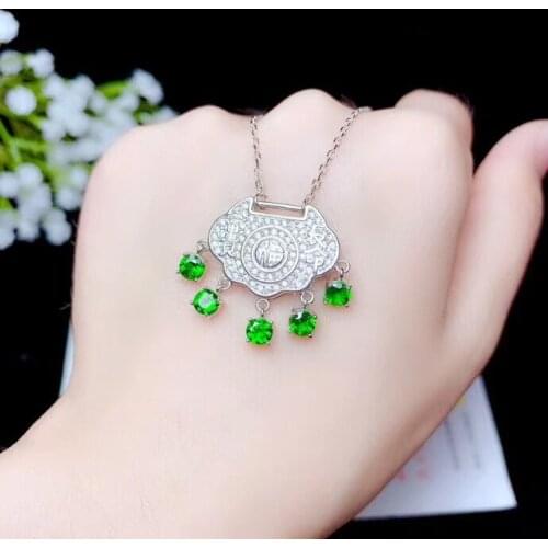 Natural diopside necklace, popular party jewelry, 925 silver design, exquisite and creative