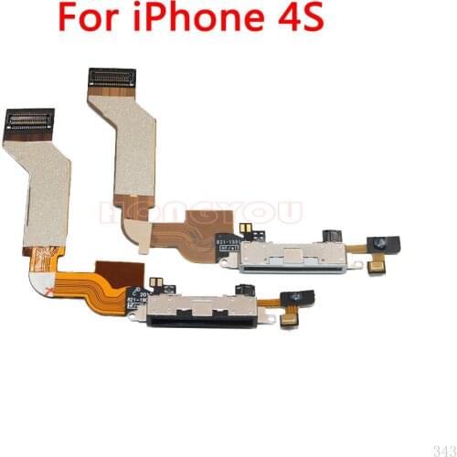 10PCS/Lot For iPhone 4 4S USB Charging Dock Connector Charge Jack Socket Plug Port Flex Cable