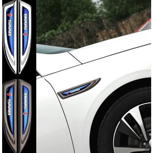 2PCS Cool Car Side Body 3D Metal Emblem Blade Decor Stickers For SAAB 9-3 9-5 9-7 93 9-7X 9000 Turbo X 03-10 Car Accessories