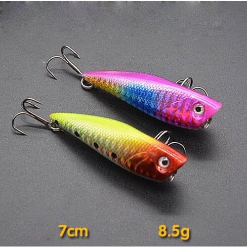 2Pcs Multicolour Reflective Popper Bait 7cm 8.5g Swimbait Wobbler Lure Catfish Killer Fishing Tackle