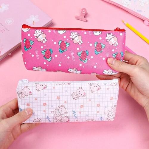 20pcs Kawaii large Pencil pouch for girls Cute Cartoon Bear Pencil bag korean Stationery Accessories Organizer Cute Pencil Pouch