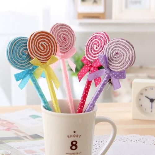 24 Pcs Lollipop Plastic Ballpoint Pen Creative Stationery Office Learning Kawiil School Stationery