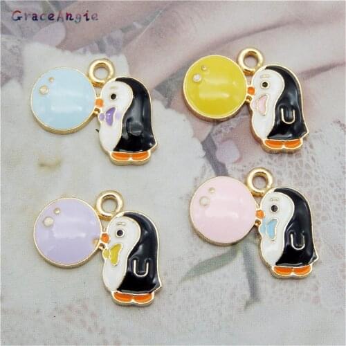 4pcs/lot Mix Animals Pendant Cute Enamel Penguin Bubble Charms Earrings Necklace Pendant Accessories Handmade DIY Crafts