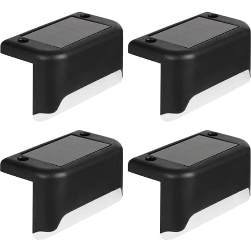 4pcs LED Solar Lamp Path Stair Outdoor Waterproof Wall Light Garden Landscape Step Deck Lights Balcony Fence Solar Lights