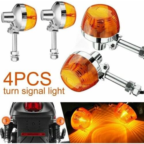 4Pcs Amber Chrome BulletTurn Signal Lights Indicator for Chopper Bobber