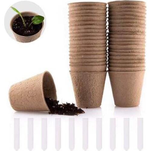 50/100pcs 6cm Plant Seedling Starters Cups Environmental Protection Garden Round Peat Pots Nursery Herb Seed Tray Planting Tools