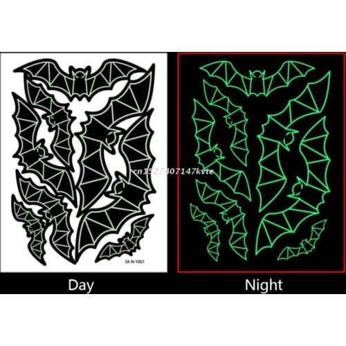 8/12pcs 3D Bats Sticker Halloween Glow in The Dark Wall Decals Luminous Window Glasses Glowing Stickers for Halloween