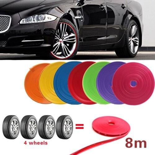 8M Roll Car Styling Wheel Rims Protector Decor Strip Rubber Moulding Trim IPA Rimblades Car Vehicle Color Tire Guard Line