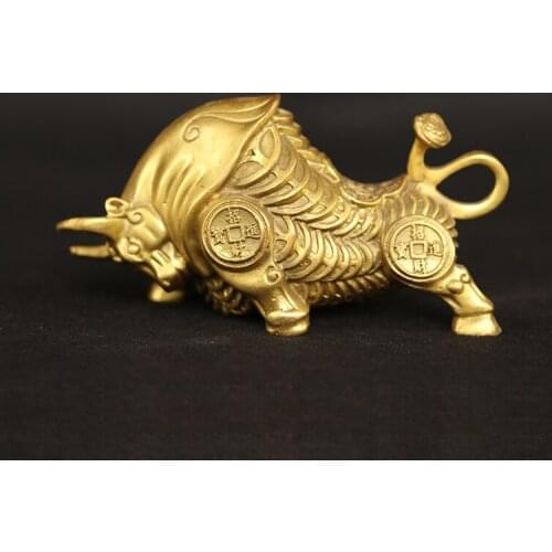 Bronze Crafts Copper ox Zodiac cow Wall Street beef ornaments Home Feng Shui Ornament Office Craft Gift