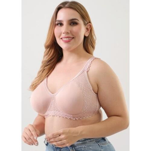 Womens Non-Padded Underwire Comfort Lift Full Coverage Support Lace Bra Plus Size Brassiere 38 40 42 44 46 48 A B C D DD DDD
