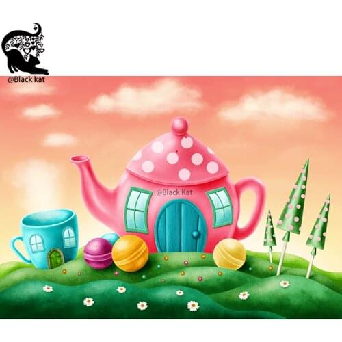 Colorful Candy Teapot Teacup House Metal Cutting Dies Tea Party Place Stencil For DIY Scrapbooking Card Craft