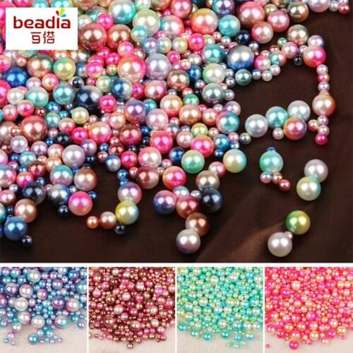 AB Color Round 4/6/8/10 ABS Imitation Pearl Beads Decoration without Holes 150-1500pcs/Lot Grament Bead Cloth Accessories Crafts