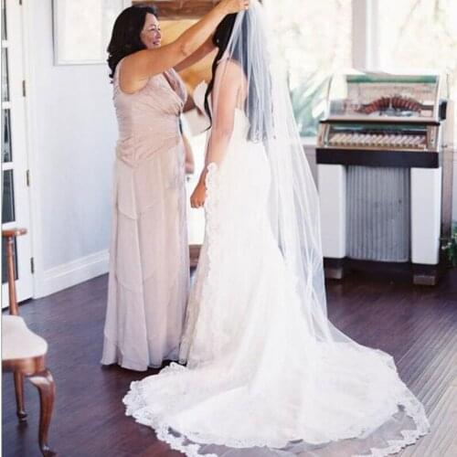 3 Meter White Ivory Cathedral Wedding Veils Long Lace Edge Bridal Veil with Comb Wedding Accessories Bride Mantilla Wedding Veil