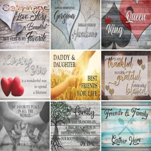 GATYZTORY Frame Love letter Paint By Numbers For Adults Kids Handpainted Oil Painting Canvas Drawing DIY Gift Home Wall Decor