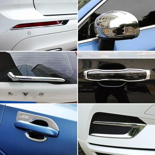 For Volvo XC60 2018-2020 Chrome Door Handle Decoration Foglight Styling Frame Side Mirror Cover Rear Window Wiper Nozzle Trim