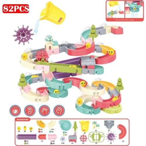 Bath Toys Baby Bathroom Duck DIY Track Bathtub Kids Play Water Games Tool Bathing Shower Wall Suction Set Bath Toy for Children