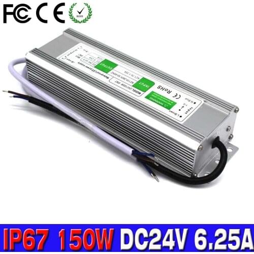 Power Supply DC 24V 6.25A 150W Waterproof ip67 Electronic LED Driver outdoor tansformers AC to DC24V SMPS adapter For Lighting