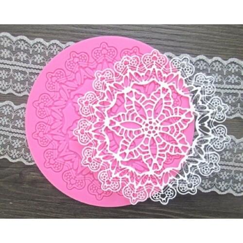 Creative DIY Round Shape Silicone Fondant Mold Cake Decorating Lace Mould Happy Birthday Decoration For Cake Baking Tools FM189