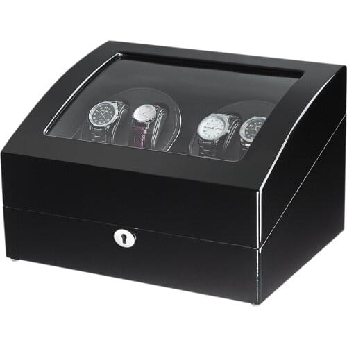 Fashion 4 Automatic Watch Winder with 6 Storage Case Black Baking Finish 5 Modes Good Quality