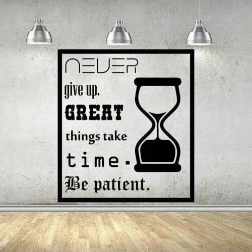 Life Hourglass Wall Decals Never Give Up Inspirational Quotes Vinyl Art Stickers Bedroom Office School Interior Decor Mural Q380
