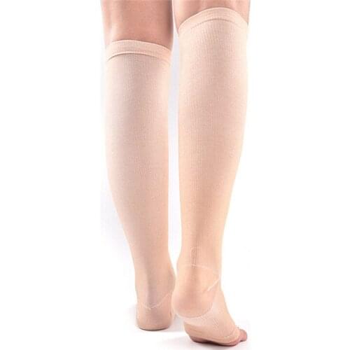 New 1 Pair Compression Level Knee High Tip Open Varicose Socks Medical Elastic Toeless Sleep Socks Support
