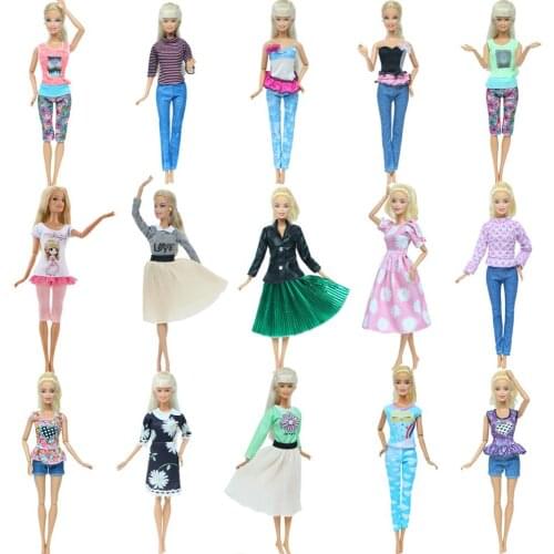 Wholesale Fashion Doll Outfit Casual Wear Skirt Tops T-shirt Pants Trousers Dress Clothes for Barbie Doll Accessories Kids Toy