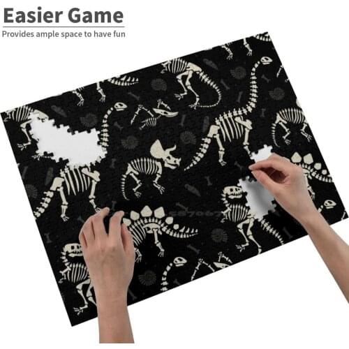 Dinosaur In Black Jigsaw Puzzle For Adults Kids Diy Games Dinosaur Dino Halloween Dia De Los Muertos Day Of The Dead Black