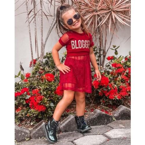 Fashion Baby Girls T-shirt Dress + Shorts, Letter Shiny Print with Mesh Stitching, Sweet Style Summer Clothing, 1-6Years