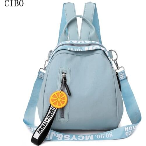 2019 Oxford backpack candy color pendant ladies waterproof suitable for teenage girls high quality fashion travel casual backpac