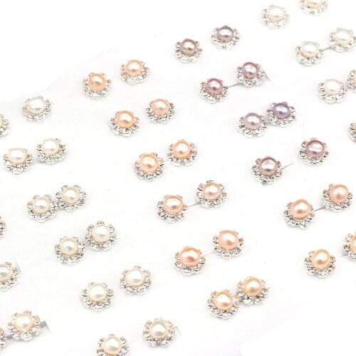 New Style Natural Freshwater Pearl Earrings For Women Bread Beads Drill Stud Earrings Wedding Birthday Party Love Romantic Gift