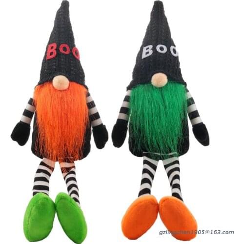 P8DE Hat Long Leg Halloween Dwarf Gnome Doll Ornaments Cute Cartoon Dwarf Elf Home Decor Halloween Celebration Desktop Decor