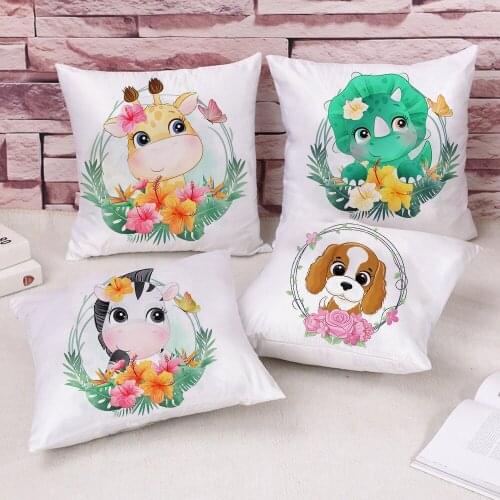Nordic Cute Cartoon Animals Art Posters Style Decorative Cushion Cover Fashion Animal Sofa Throw Pillow Case Funda Cojines 45x45