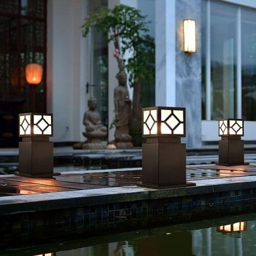 Solar Garden Pillar Light Outdoor Patio Lawn Post Light Waterproof Landscape Lawn Light Villa Courtyard Pathway Bollard Lights