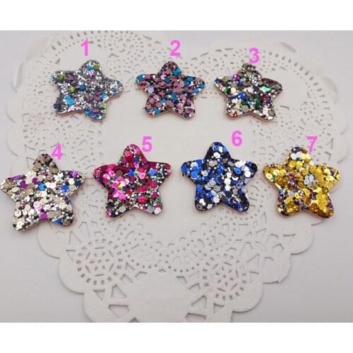 60PCS/lot 3.3CM Glitter Baby Girls Hair Accessories Sequins Star Padded Appliqued for BB Clip Decoration