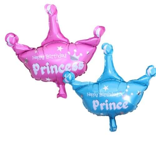 82 * 78cm Large Blue Pink Crown Aluminum Film Balloon Princess Prince Crown Children Birthday Decoration Balloon