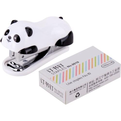 1 Panda Stapler Set With Staples Office Cute Plastic Stapler Binding Machine School Suppliers Stationery