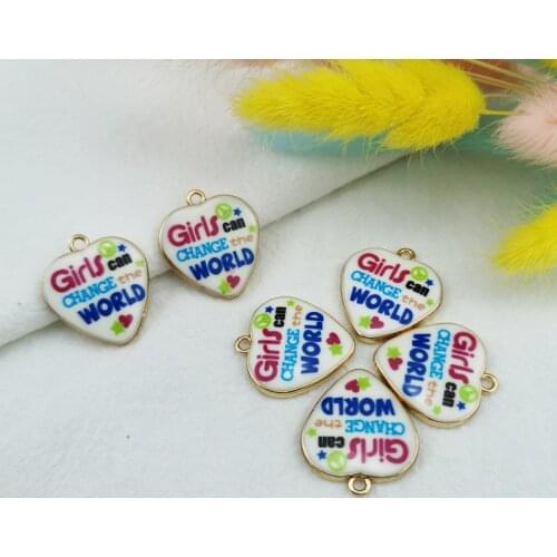10pcs Girl Love Enamel Heart Charms Bracelet Findings Women Girl Handmade Pendant Necklace Dangle Earring Cute Jewelry Gift