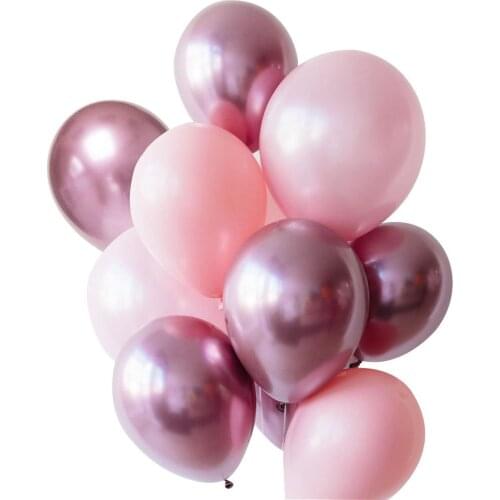 18pcs/lot Pink Latex Balloon Chrome Gold Silver Gold Chrome Metallic Wedding Bridal Shower Theme Party Air Helium Decor Balloons