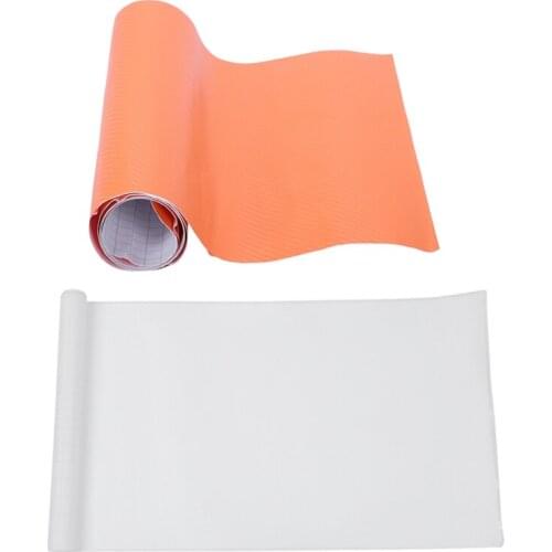 2X DIY 30X127 3D Carbon Fiber Decal Vinyl Film Wrap Roll Adhesive Car Sticker Sheet Orange & White
