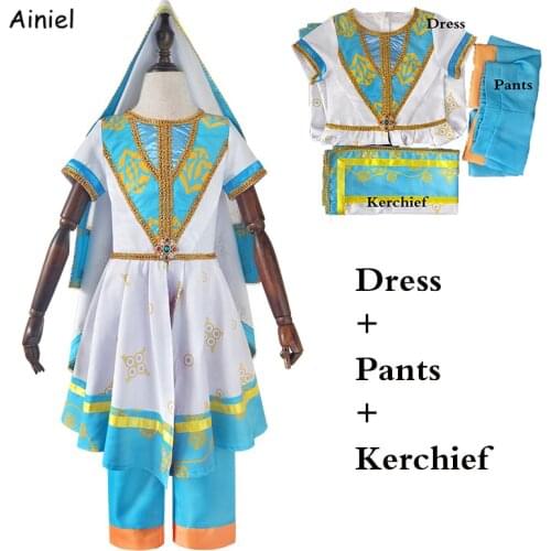 2019 Anime Aladdin Cosplay Princess Jasmine Aladdin Costume Dress Pants Full Suit Disfraz Jasmine Women Halloween Girls Kids