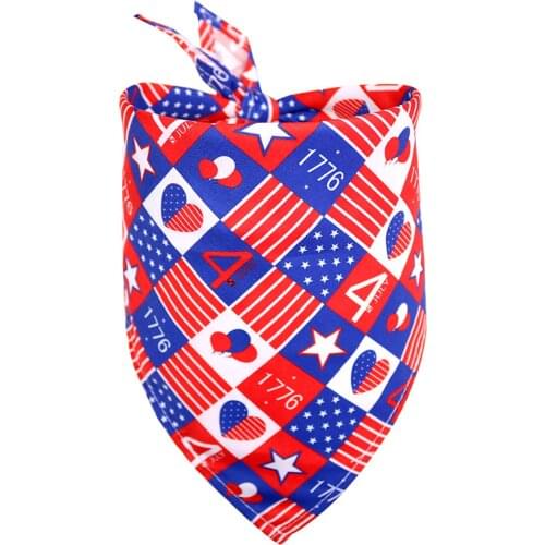 4 PCS Polyester Pet Bibs Absorption Washable Long Lasting Durable Decor Independance Day for Dog Cat H88F