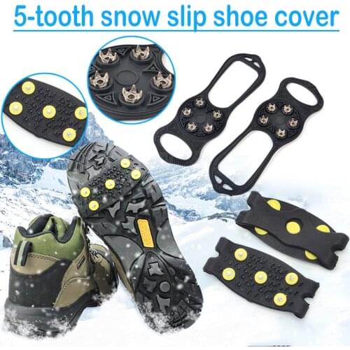5 Tooth Ice Snow Gripper Climbing Non Slip Spikes Grip Crampon Cleats Ice Gripper Stud Shoes Cover Spring Claw Crampon B