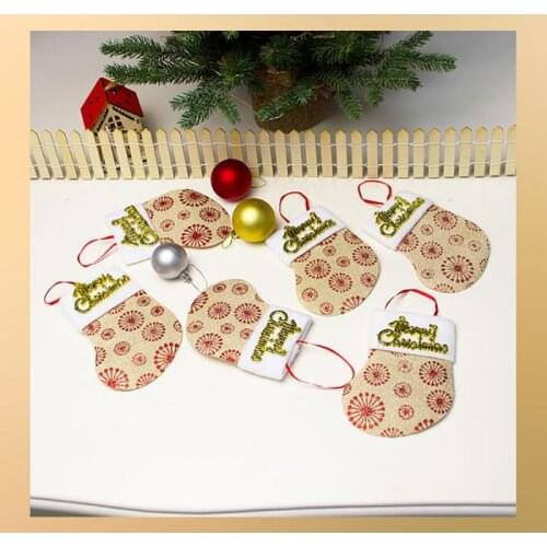 6Pcs/Set Christmas Socks Decoration Hotel Restaurant Tableware Decoration Cutlery New Mini Christmas Stocking Cutlery Set