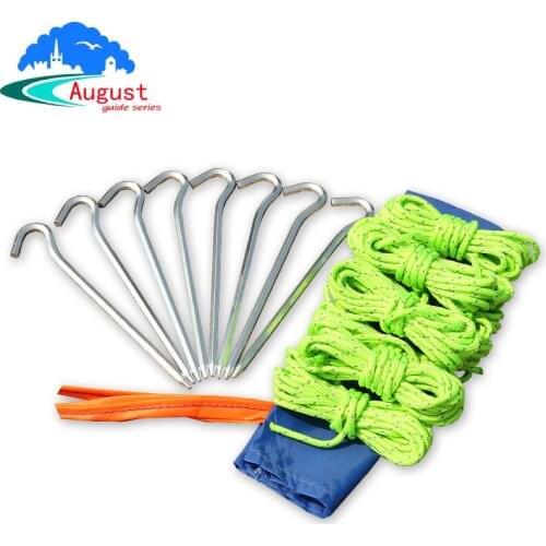8 Ropes and 8 Pegs/Set Tent pegs Ropes Aluminum Alloy Tent Nail Nightlight Windproof Noose Tent Rope Camping Hiking Outdoor Tool